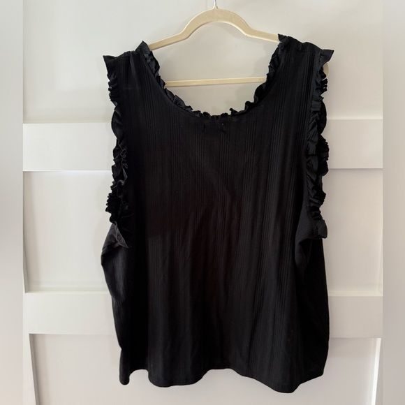 True craft black sleeves ruffle sleeve tank top size 4x - Picture 3 of 7